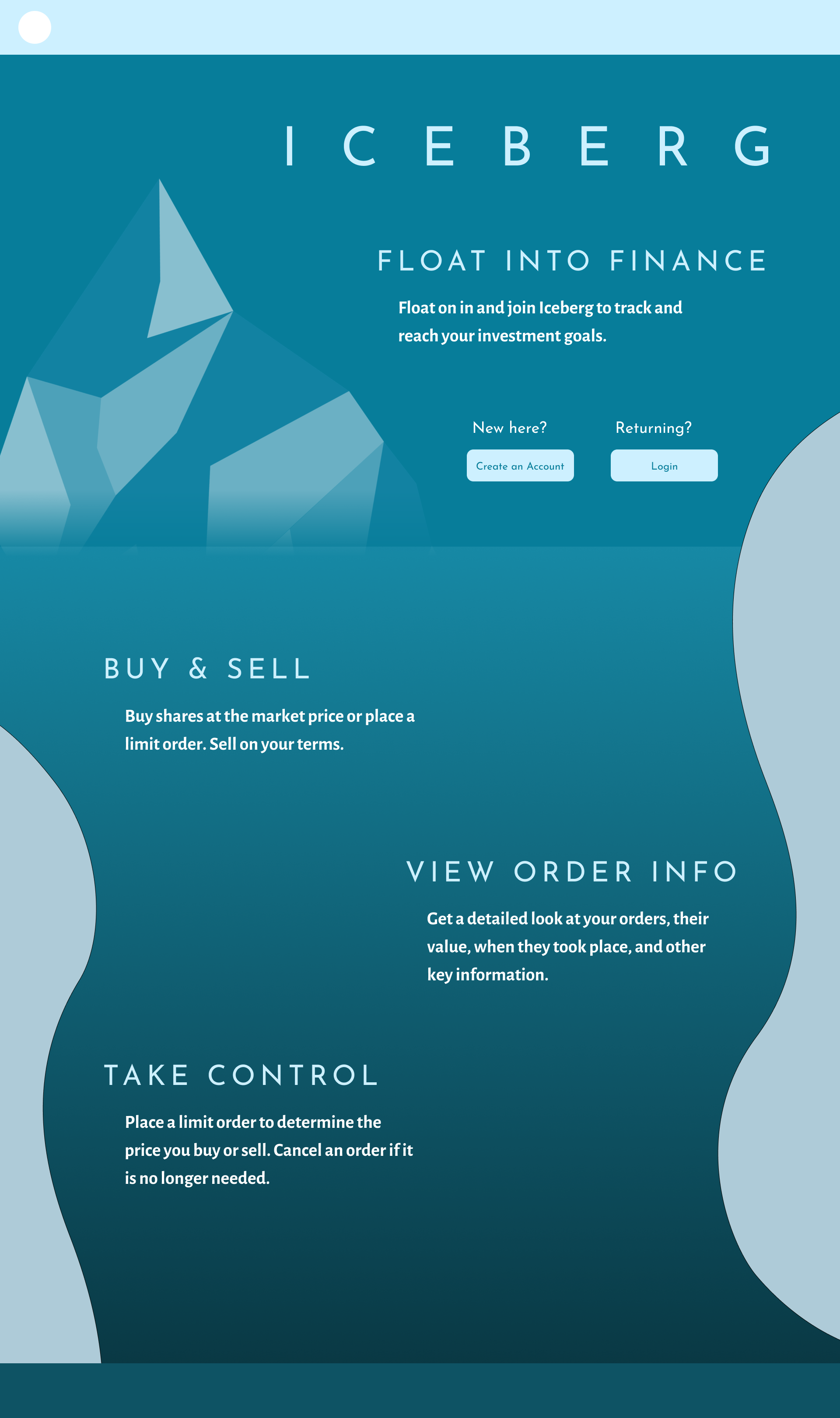 Iceberg Financial Exchange Landing Page